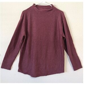 Lands End Womens Long Sleeve Mock Neck Pullover‎ Sweater Burgundy Size Medium